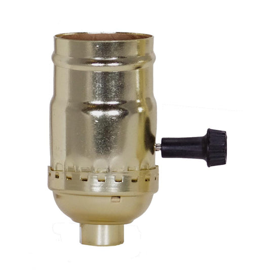 Satco 80-1008 3 Terminal (2 Circuit) Turn Knob Socket With Removable Knobs 1/8 IPS Aluminum Brite Gilt Finish 250W 250V 500 Master