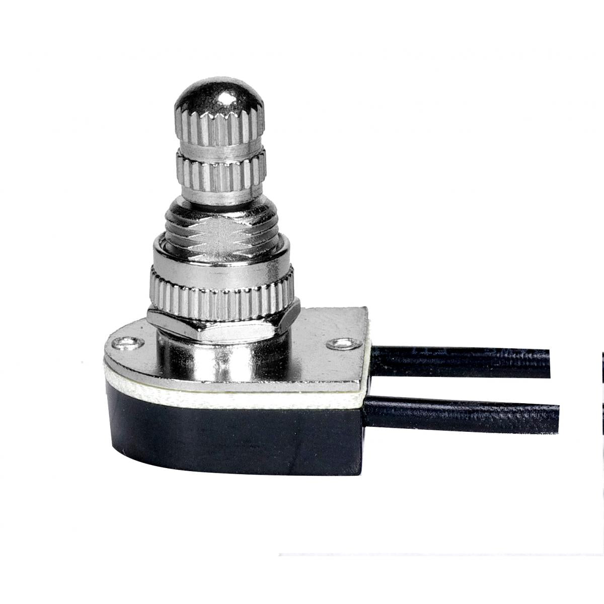 Satco 80-1133 On-Off Metal Rotary Switch 3/8" Metal Bushing Single Circuit 6A-125V, 3A-250V Rating Nickel Finish