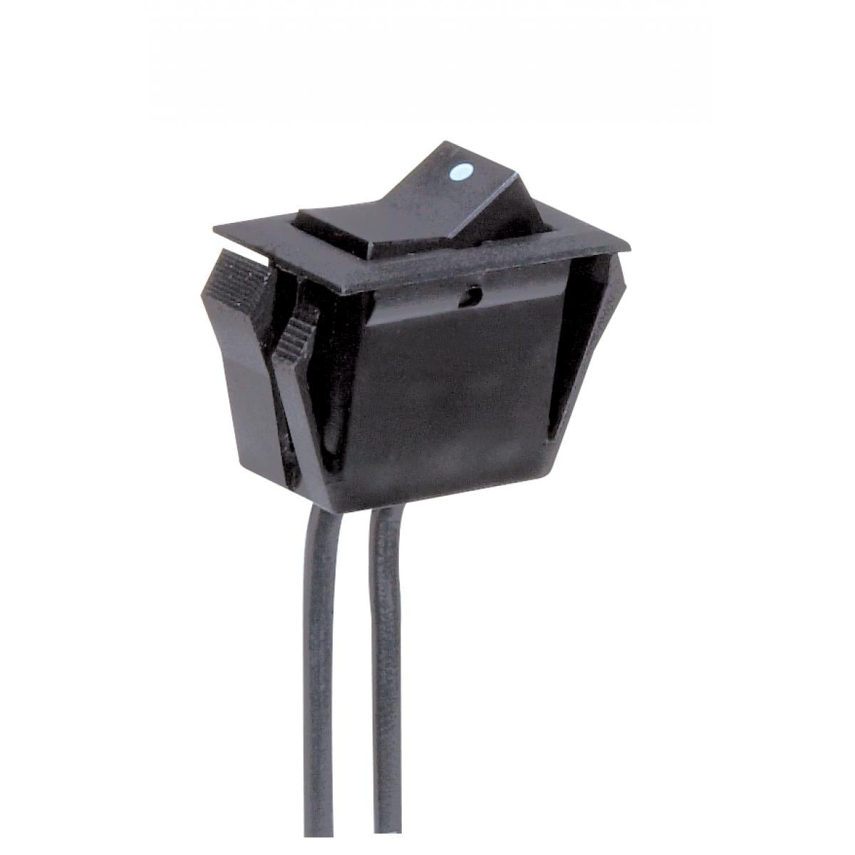 Satco 80-1141 On-Off Phenolic Rocker Switch With White Dot On-Off Function Black Finish Snap Bushing 6" Leads 15A-125V, 10A-250V Rating