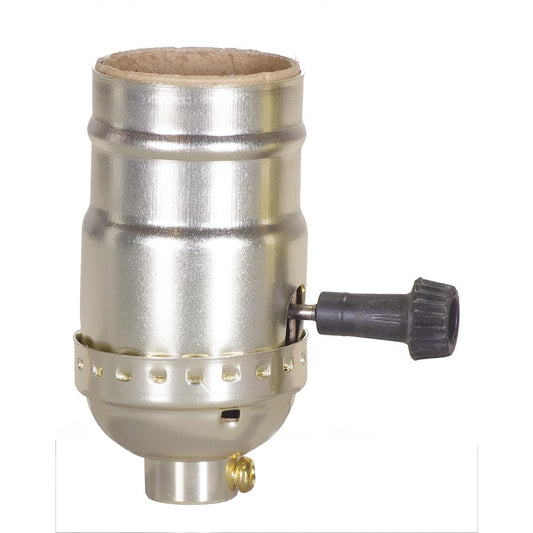 Satco 80-1192 3-Way (2 Circuit) Turn Knob Socket With Removable Knob 1/8 IPS Aluminum Brite Gilt Finish 250W 250V With Set Screw
