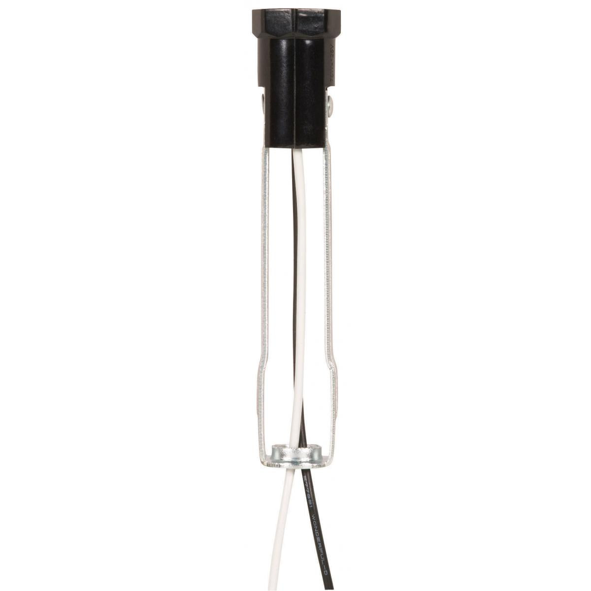 Satco 80-1302 Phenolic Candelabra Base Socket With Wire Leads 3/4" Diameter 3" Flange 40" Leads 105C 75W 125V