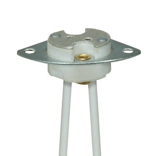 Satco 80-1813 Halogen Socket w/Metal Plate & 2 Mounting Holes GX5.3 Base