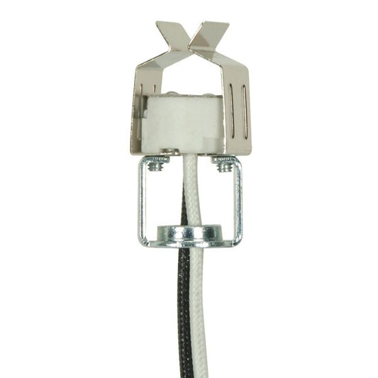 Satco 80-2019 Round Halogen Socket with spring clip with 1/8 IP hickey