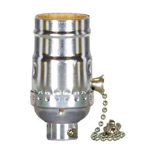 Satco 80-2185 On-Off Pull Chain Socket 1/4 IPS Aluminum Nickel Finish 660W 250V