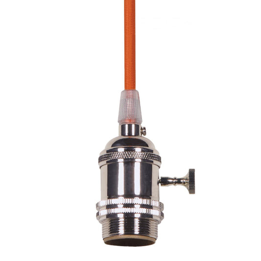 Satco 80-2346 Medium base lampholder 4pc. Solid brass prewired On/Off Uno ring 10ft. 18/2 SVT Orange Cord Polished nickel finish