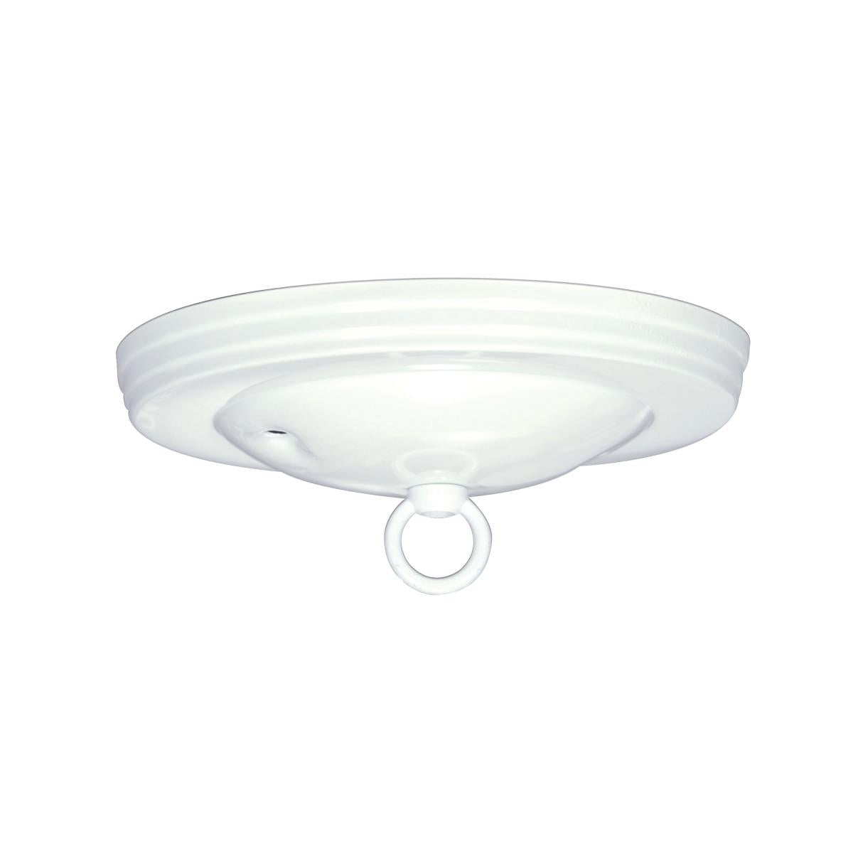 Satco 90-066 Standard Canopy Kit White Finish 5" Diameter 7/16" Center Hole 2-8/32 Bar Holes Includes Hardware 10lbs Max