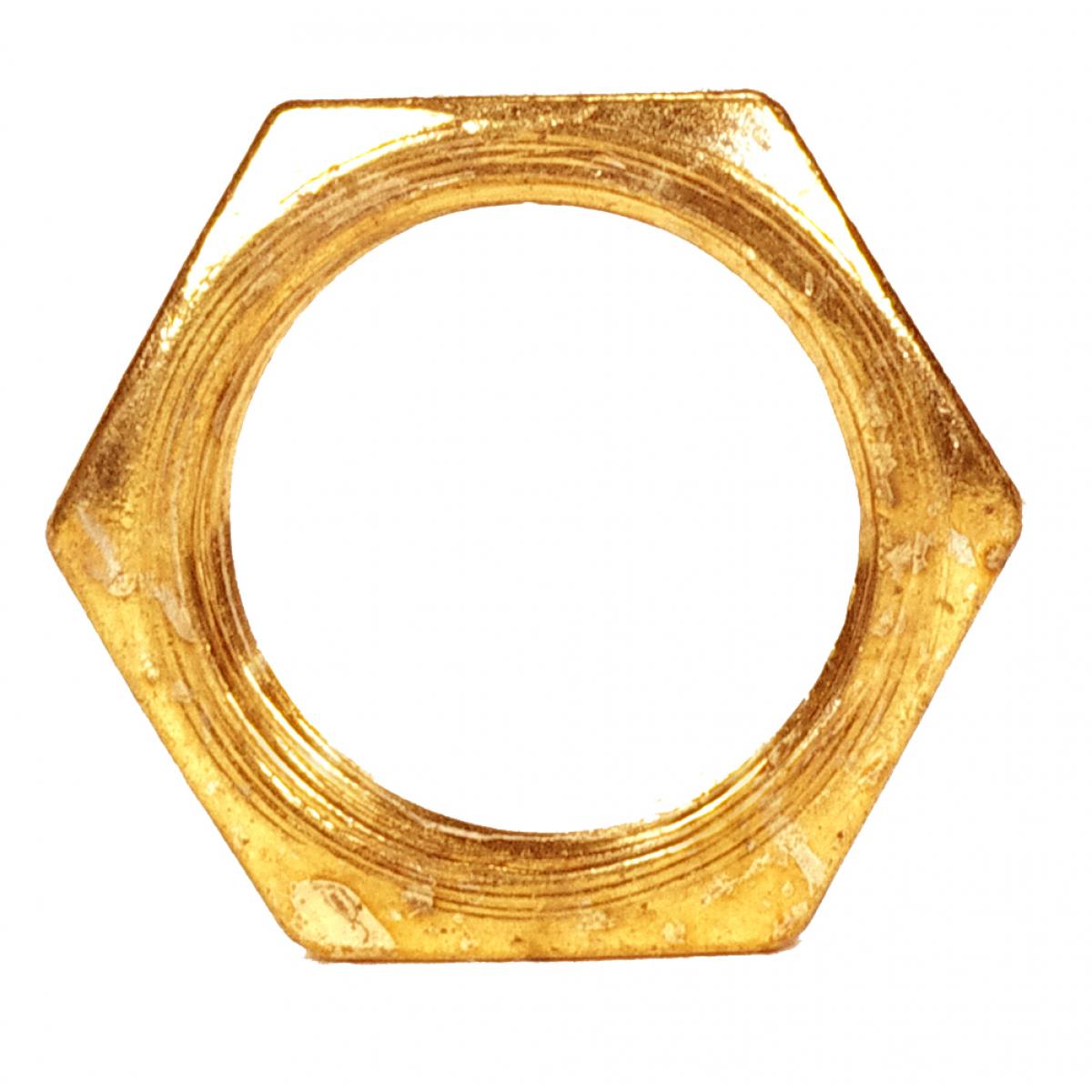 Satco 90-1036 Steel Locknut 1/8 IP 9/16" Hexagon 1/8" Thick Brass Plated Finish