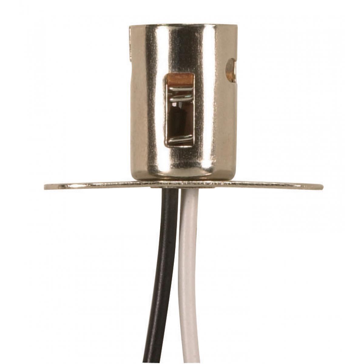 Satco 90-1560 Bayonet Base Double Contact Socket BA15D 9" Leads Flat Mounting Bracket Screw Holes 1-1/4" CC 500W 125V