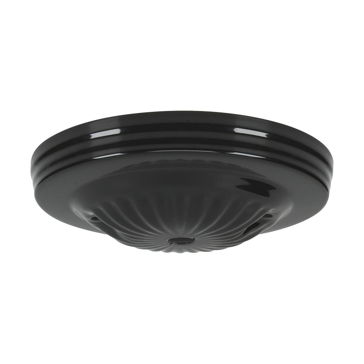 Satco 90-1677 Ribbed Canopy Canopy Only Black Finish 5" Diameter 7/16" Center Hole 2 -8/32 Bar Holes