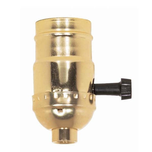 Satco 90-412 3-Way (2 Circuit) Turn Knob Socket With Removable Knob 1/8 IPS Aluminum Brite Gilt Finish 250W 250V 250 Master