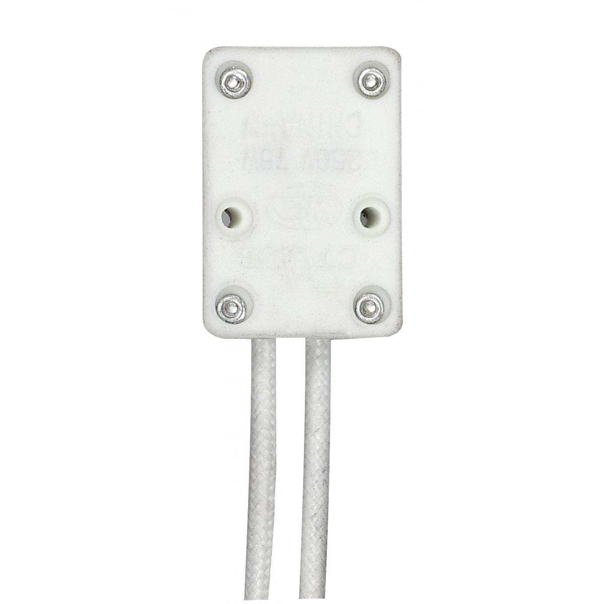 Satco 90-475 MR16 Porcelain Halogen Socket GX5.3 Base 12" SF-1 200C Leads 3/8" Height 7/8" Diameter 3/4" Width 75W 250V