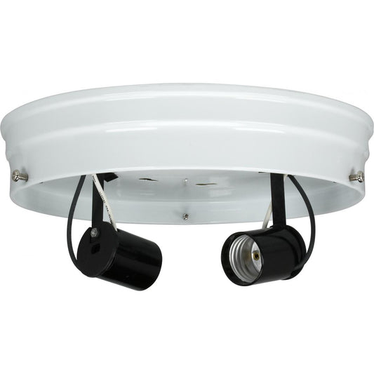 Satco 90-684 8" 2-Light Ceiling Pan White Finish Includes Hardware 60W Max