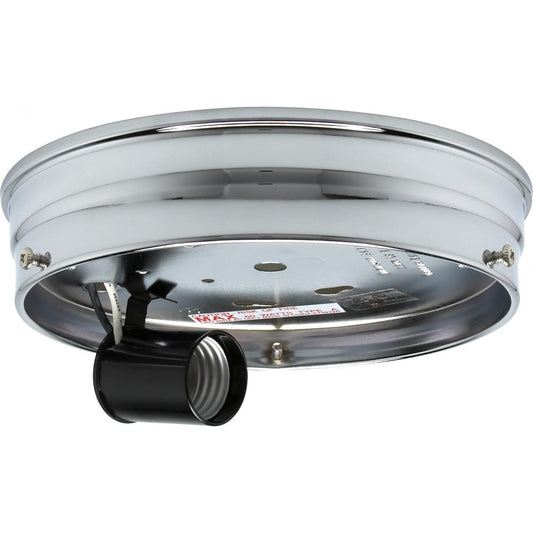 Satco 90-755 6" 1-Light Ceiling Pan Chrome Finish Includes Hardware 60W Max