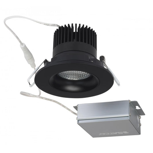 Satco S11625 12 watt LED Direct Wire Downlight Gimbaled 3.5 inch 3000K 120 volt Dimmable Round Remote Driver Black