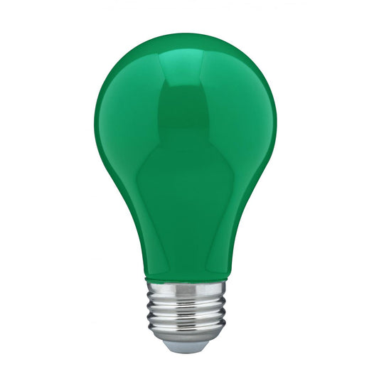 Satco S14986 8 Watt A19 LED Ceramic Green Medium base 360 deg. Beam Angle 120 Volt