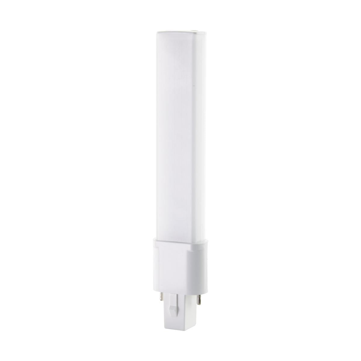 Satco S18403 4.5 Watt LED PL 2-PIN 4000K 450 Lumens G23 base 50000 Average rated hours 360 deg. Beam Angle 120-277 Volt Type B Ballast Bypass