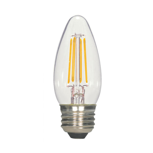 Replacement for Satco S21703 4.5 Watt B11 LED Clear Medium base 2700K 350 Lumens 120 Volt 2-Card - NOW S21834