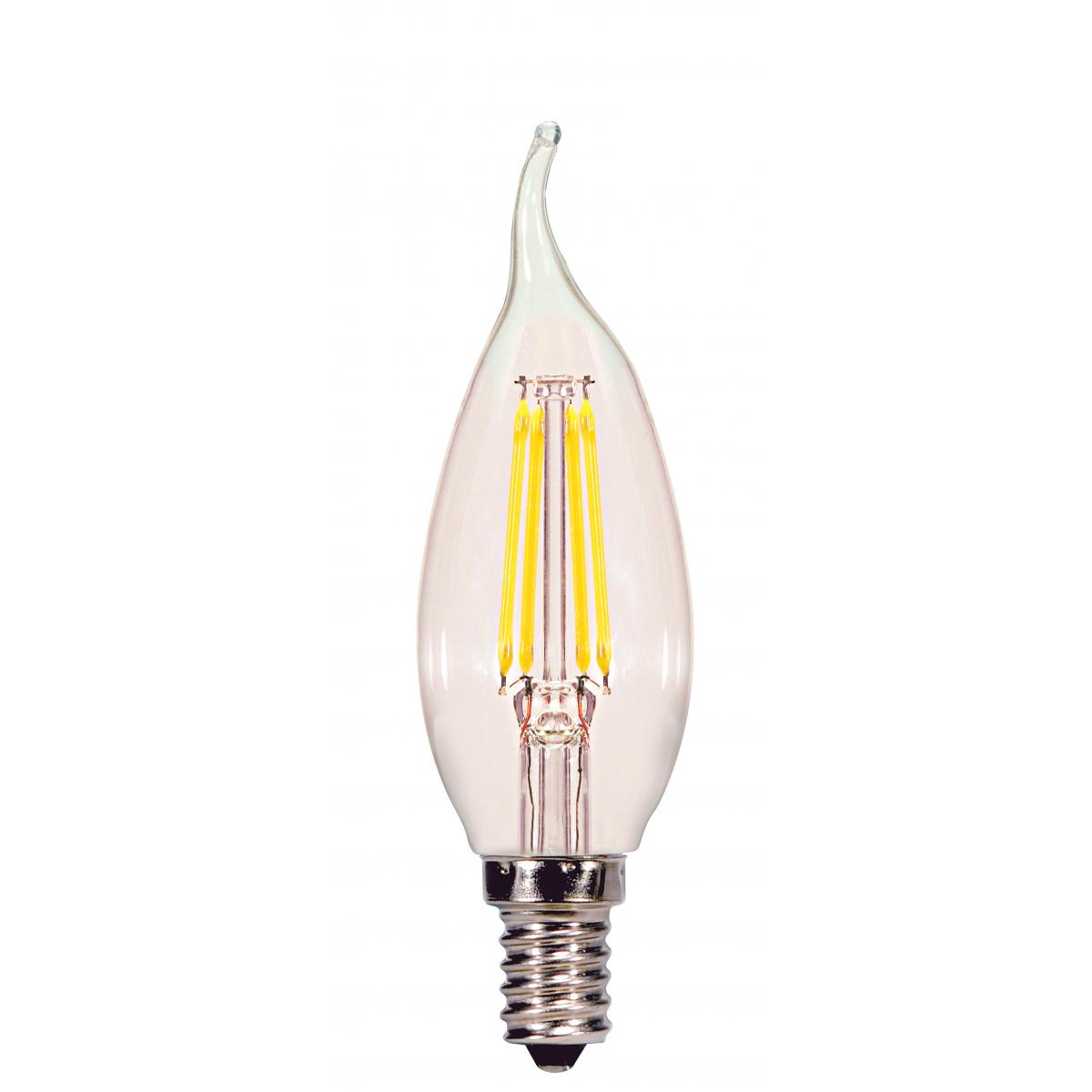 Satco S28614 4 Watt CA11 LED Clear Candelabra base 2700K 350 Lumens 120 Volt Carded