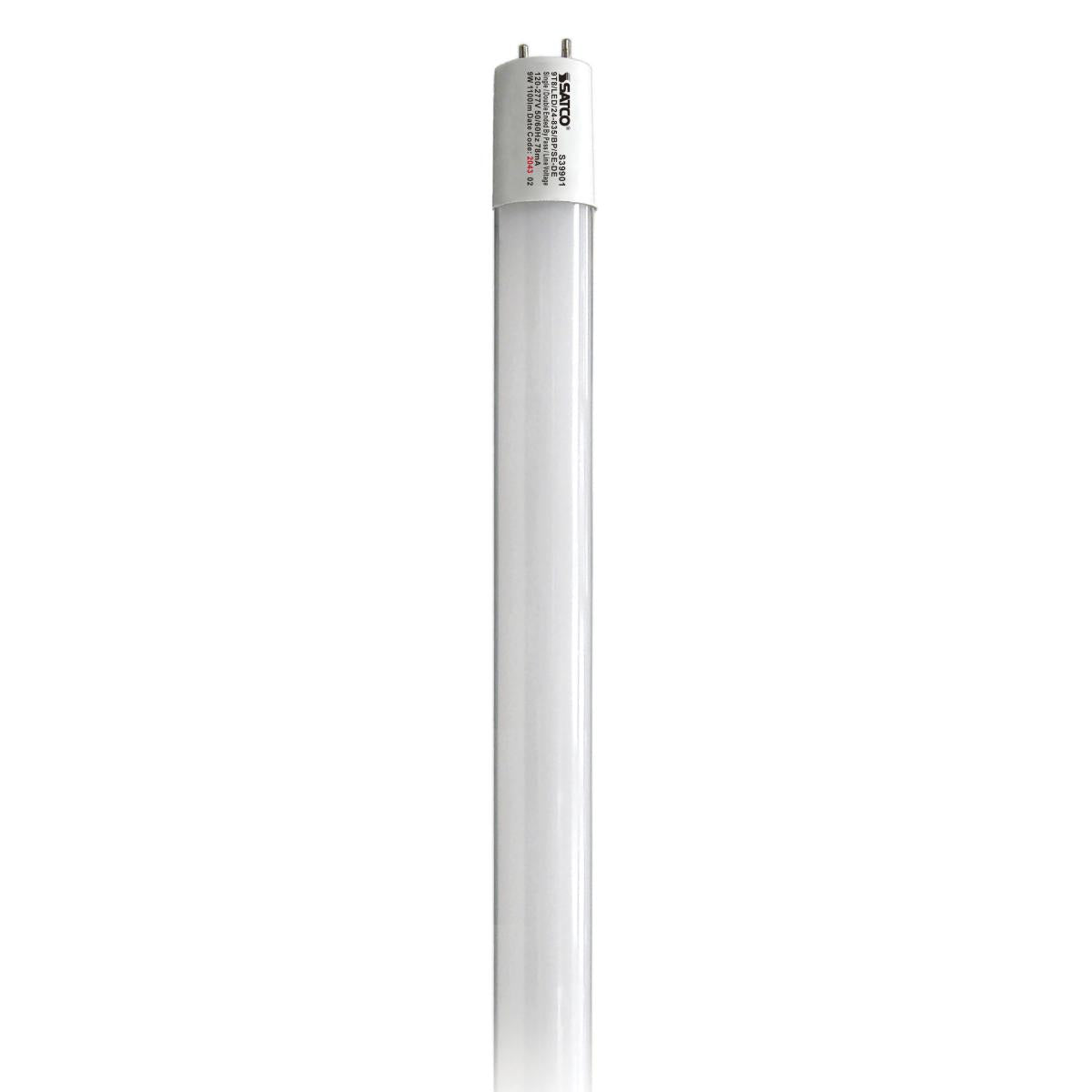 Satco S39901 9 Watt T8 LED 2Ft 3500K Medium Bi Pin base Type B Ballast Bypass Single or Double Ended Wiring
