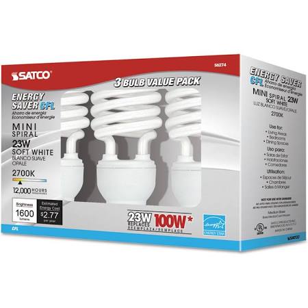Replacement for Satco S6274 23T2/E26/2700K/120V/3PK 23W T2 E26 2700K - 3 PACK - NOW LED ONLY